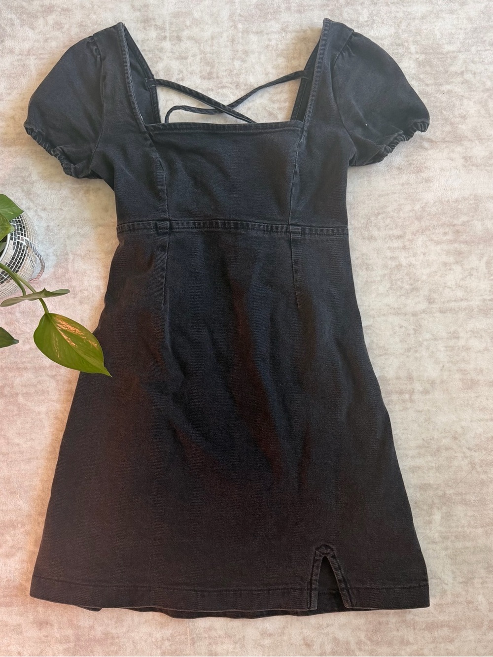 Hollister Black Square Neck Mini Dress with Back Straps - Picture 7 of 11